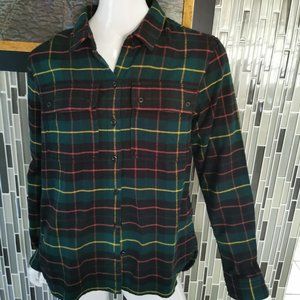 LL Bean Signature size M  FLANNEL Chamois Tunic Shirt plaid green
